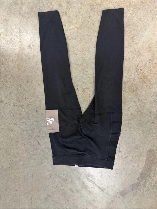 Nike Black Leggings with Taupe Logo Panel