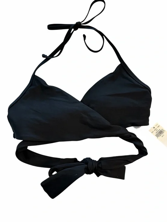 Aerie Women’s Black Scoop Wrap Halter Tie Bikini Top Sz S NWT