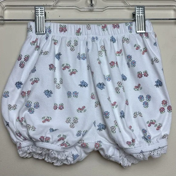 Vintage Oshkosh Baby B'gosh Floral diaper Cover Bloomers Size 24 Mos Lace Trim