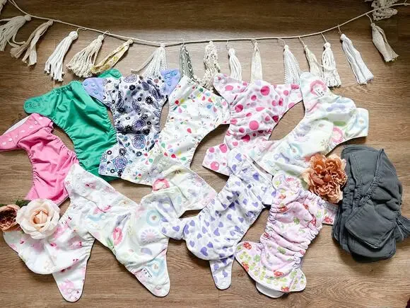 19pc darling patterned Bulk cloth diaper + reusable charcoal inserts bundle