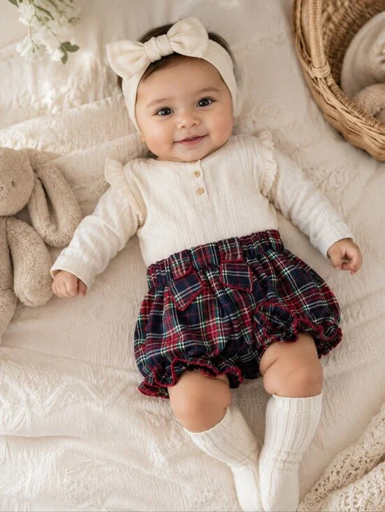TBBC The Beaufort Bonnet Company Natalie Knickers Plaid Bloomers 0-6M NWT