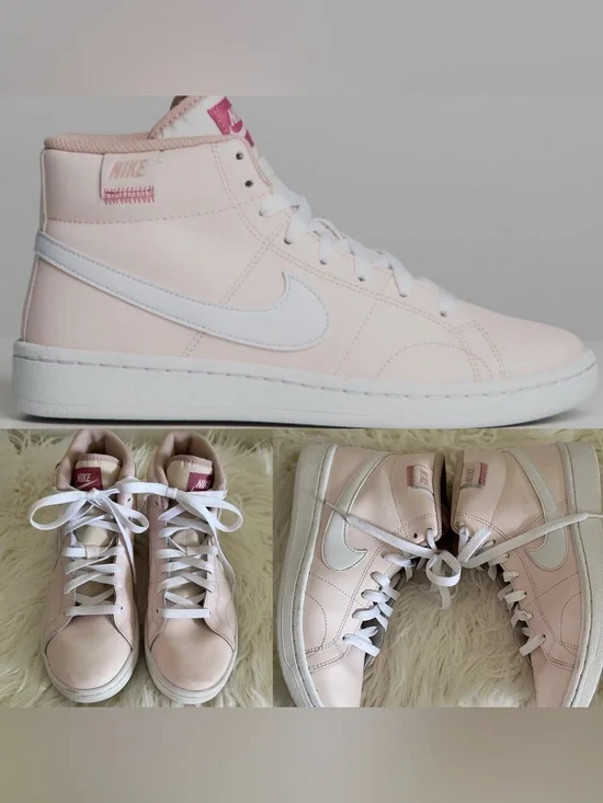Nike WOMEN'S NIKE COURT ROYALE 2 MID SNEAKERS size 7 Pink White VGC