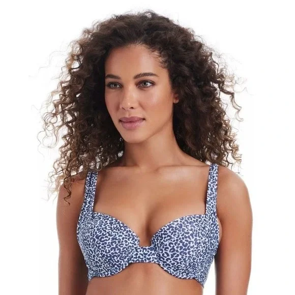 Bar‎ III Women's On The Prowl Underwire Bikini Top in Blue Multi Small