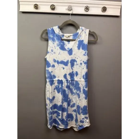Jane and Delancey Tie Dye Cover Up Dress Womens Small‎ Blue Hoodie Beach Swim