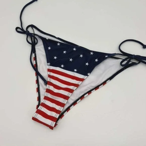Coca-Cola American Flag Bikini Bottom‎ Patriotic Stars Stripes Swimsuit NWT