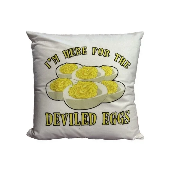 NEW novelty throw pillow 18x18 inches‎ pillowcase & insert included deviled eggs