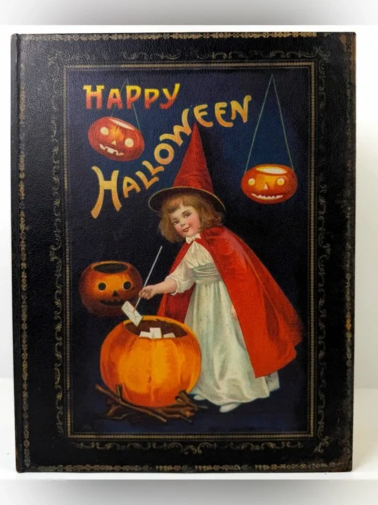 Halloween Faux Potions Book Box Hidden Storage  Vintage Style 11x14 Large Decor