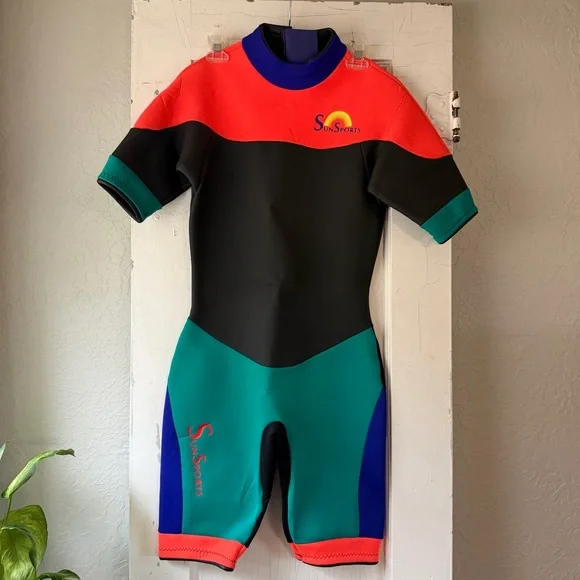 Sun Sports Short Sleeve Wetsuit Women’s Medium‎ Colorblock Surf Swim Suit