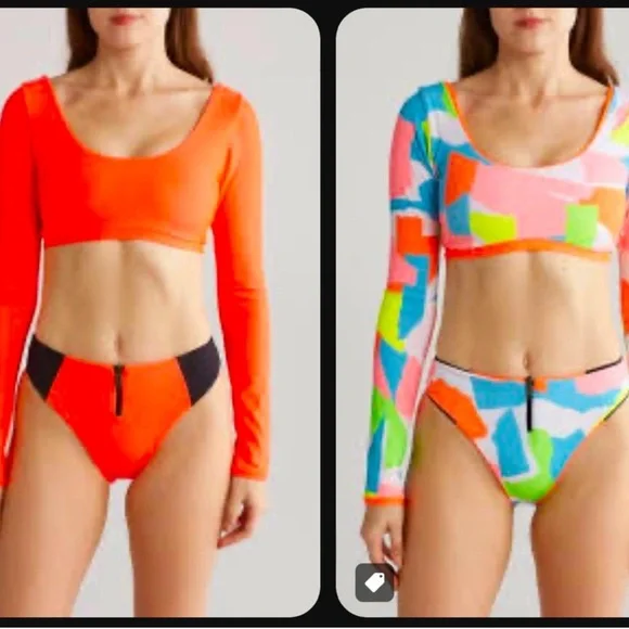 Maaji Fire Besti Mimmi Long Sleeve Reversible Two- Piece Swimsuit‎ Small