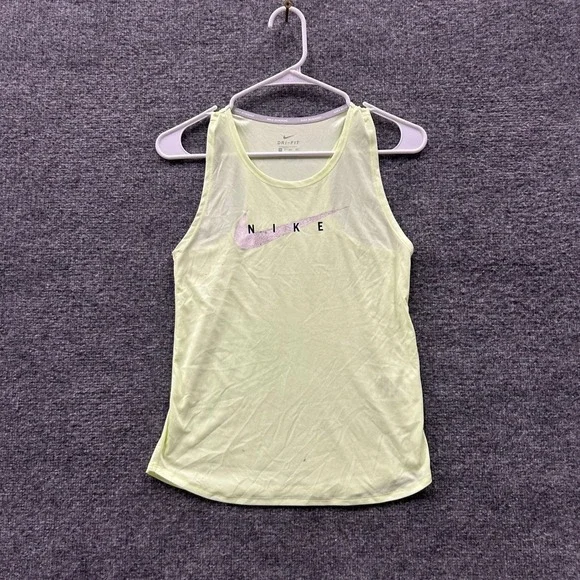Nike Tank Top Womens Size XS Lime Green Dri-Fit Racerback Running Athletic Logo