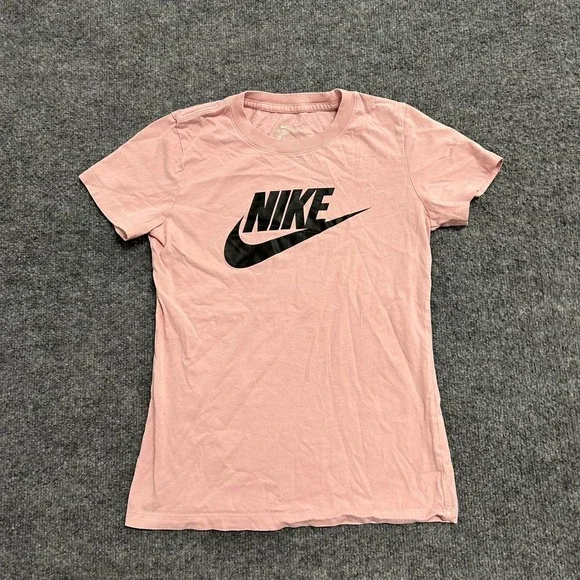 Nike T Shirt Womens XS Pink Cotton Short Sleeve Graphic Logo Athletic Casual