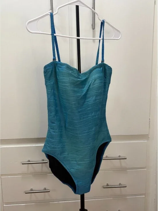 Gottex Teal One-Piece Swimsuit Women’s Size 10 Textured Strappy