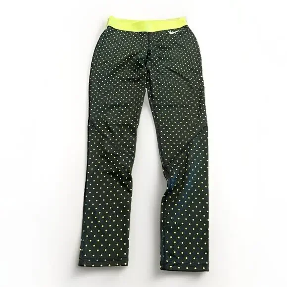 Nike Pro Womens Green Polka Dots Dri-Fit Leggings Pull On Pants Size S 577166