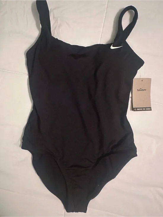Nike Black One-Piece Swimsuit with White Swoosh