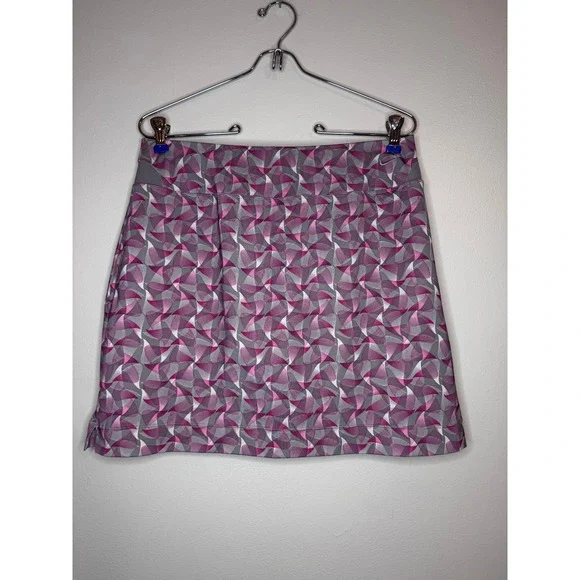 Nike Golf FitDry Skort Womens Small Pink Grey Geometric Print‎ Athletic Skirt