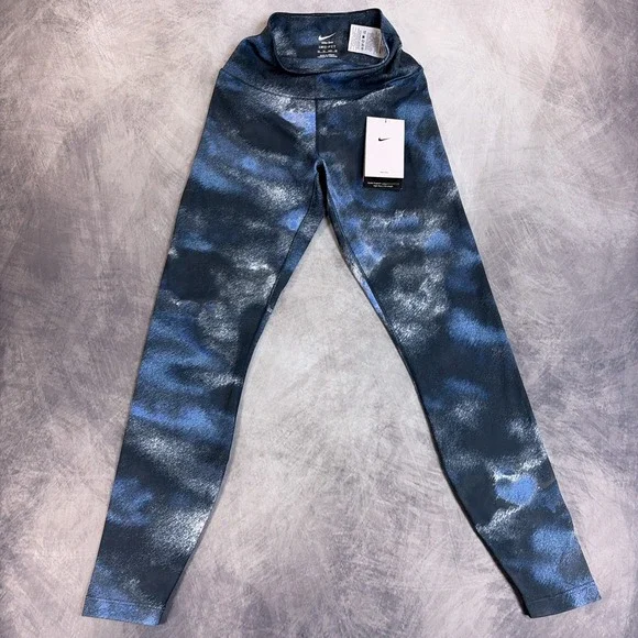 Nike One Dri-FIT Leggings Womens XS Blue NEW High Rise 7/8 Training Tights.