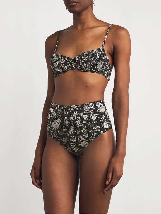 Ulla Johnson Naomi Ruched Bikini Top (Midnight Bloom)
