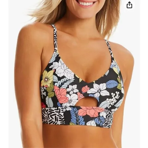 JESSICA SIMPSON Women's Adjustable Cropped Cami Bikini Top