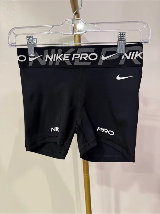 359. Nike Pro Black Compression Training Shorts with White Logo