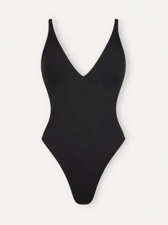 NWT TA3 Shaping Swimwear Hi Cut Plungey in Black Size XS Reg/Long