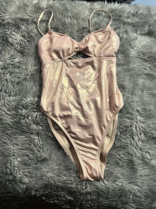 Forever 21 Shimmery Light Pink One-Piece Swimsuit