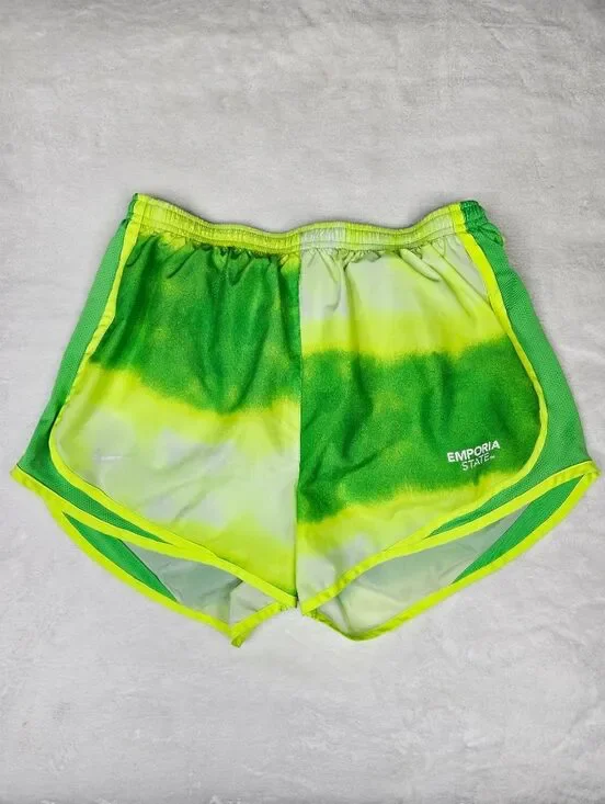 Nike Dri-FIT Emporia State Running Shorts Neon Green Tie Dye Athletic Size M
