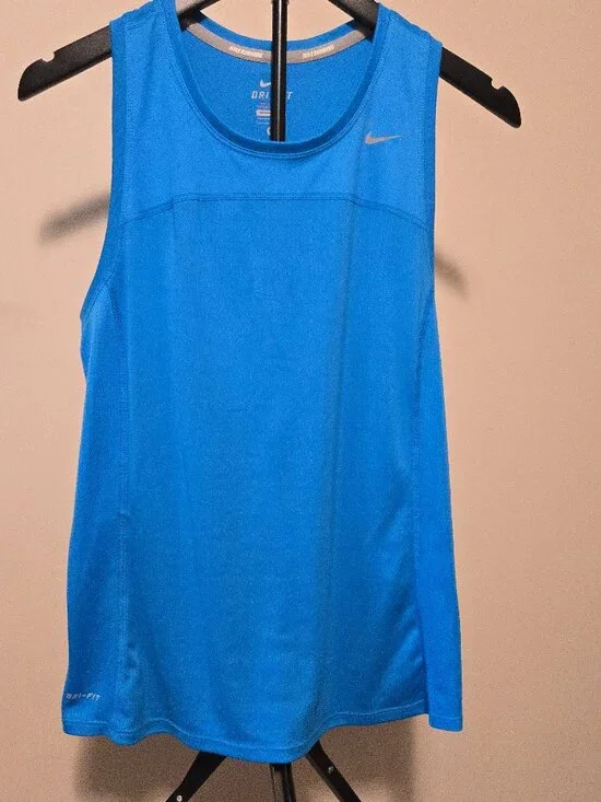 Nike Men’s Dri-FIT Miler Running Tank Top Blue Size M Thailand