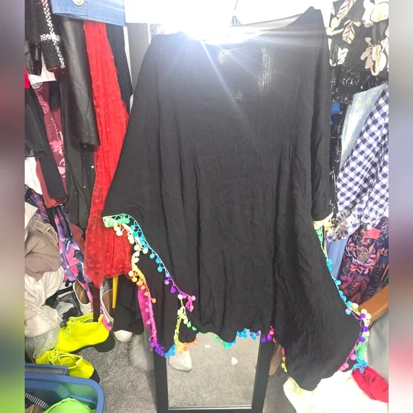 Fashion Nova Rainbow Tassel Swim Cover Up 1x