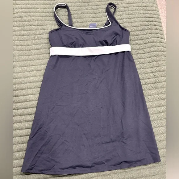 NWT Lands End Swim‎ Dress Dresskini Tank Dress Black White Size 6