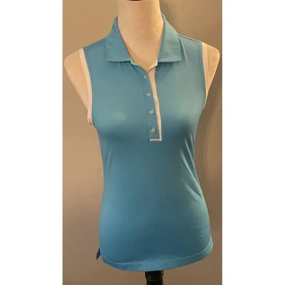 Nike Dri Fit  Wmn's XS  Sleeveless Golf Shirt, Lt  blue/white trim Active wear