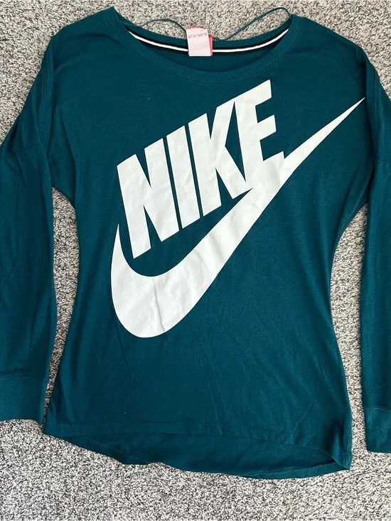 Nike Long Sleeve Tee in Teal with White Logo