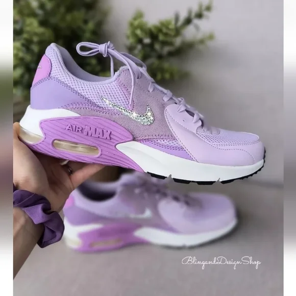Nike Air Max Excee Womens Purple Sneakers Shoes Made with Swarovski Crystals