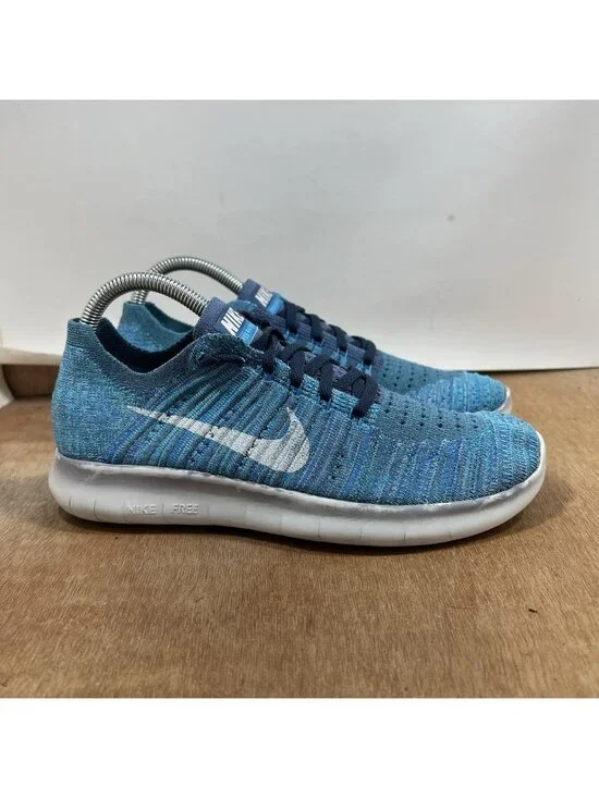 Nike Free RN Flyknit Women's Size 8 Running Shoes Ocean Fog Sneakers 831070-404