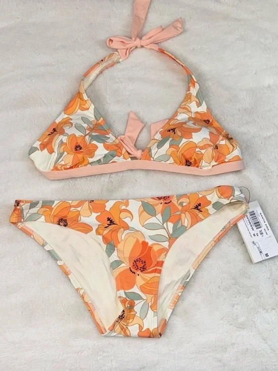 NWT Rip Curl Papaya Punch Halter Top and Medium Bottom Set
