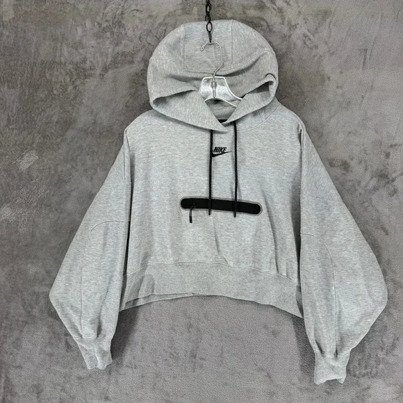Nike Womens Sportswear Tech‎ Fleece Cropped Hoodie Grey DR4973-063 Small