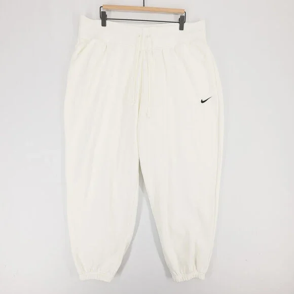 Nike Phoenix Fleece Sweatpants Womens XL Off White High Waisted Oversized