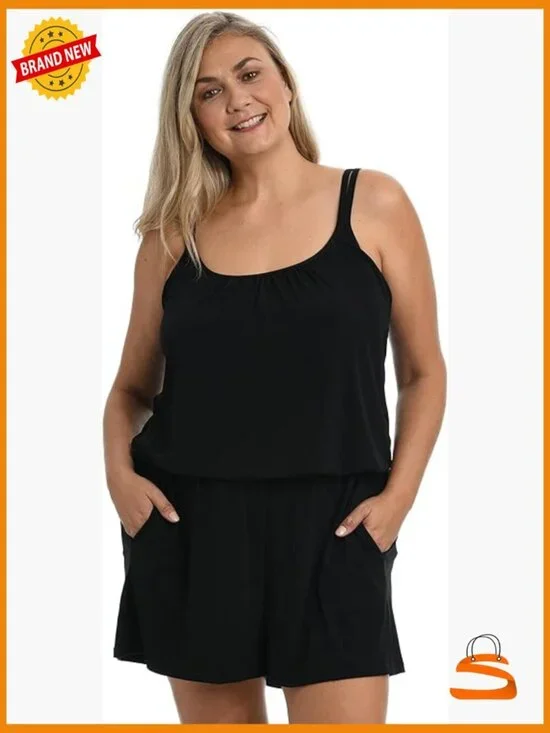 Women's One Piece Swim Romper with Tummy Control
