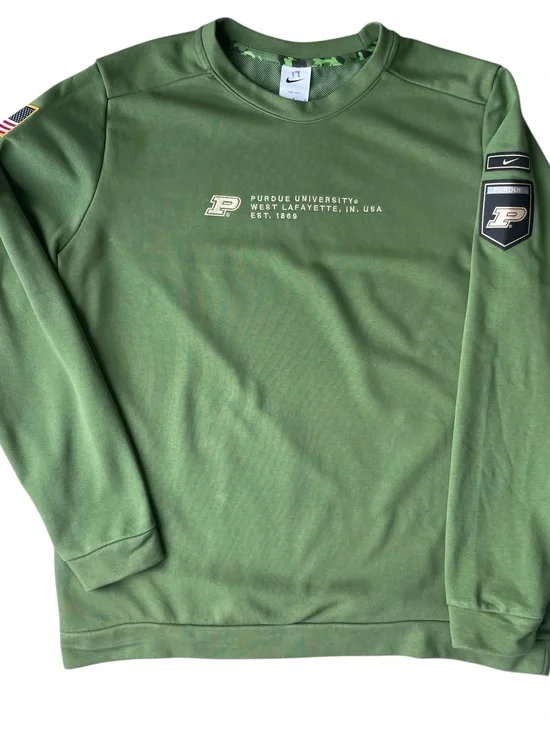 Purdue Boilermakers NCAA Nike Military Appreciation Sweatshirt Sz. L Green