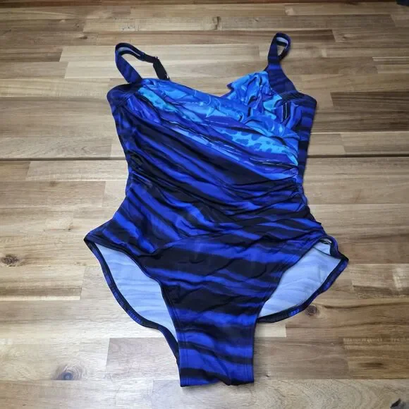 Kirkland Miraclesuit Swimsuit Size 12 One-piece Blue Purple Underwire