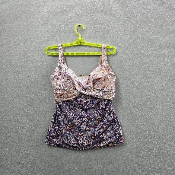 Lands' End Women Swimwear 10P Multicolor Underwire Tankini Top Swimsuit