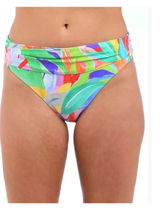 NWT La Blanca Women's Tropi-Flage Shirred Hipster Bikini Bottoms