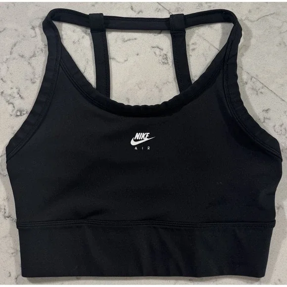 Nike Air Swoosh Sports Bra Womens Small Black Dri-FIT Medium Support Training