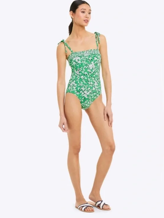 Lands End Draper James One Piece Swimsuit‎ Green Floral Plus Size 10