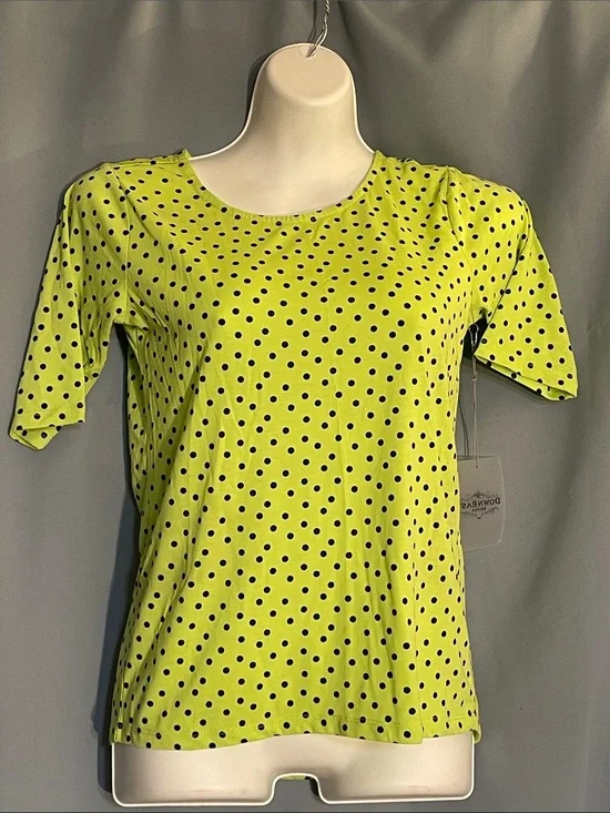 DownEast Neon Lime Polka Dot Short Sleeve Tee