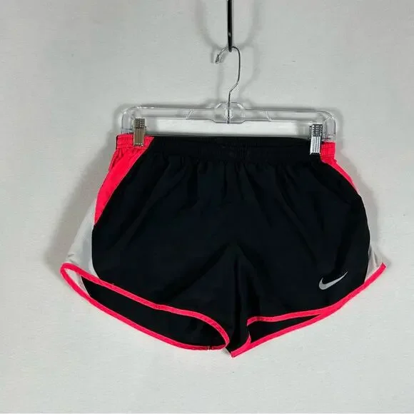 Nike Dri Fit Neon Tempo Running Shorts Women’s Medium Black Drawstring 3.5”