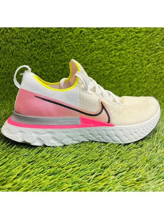Nike React Infinity Flyknit 3 Womens Size 7.5 White Pink Running Shoes Sneakers