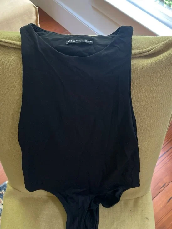 Zara Black Top with Yellow Trim