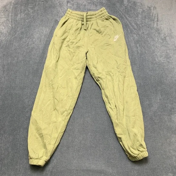 Nike Sweatpants Womens Medium Green Fleece Lined Gym Training Drawstring Waist