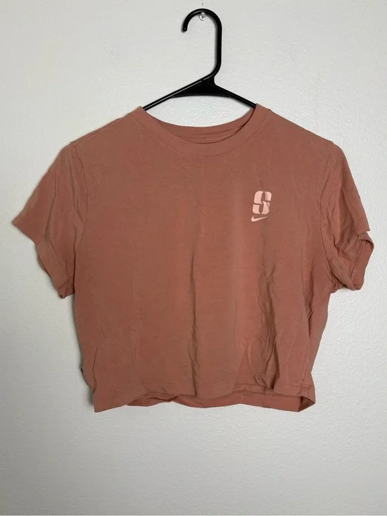 Nike Women's Slim Fit Rose-Tone Cropped Crew Tee Size Large(Runs Small)