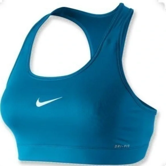 NIKE PRO MEDIUM SUPPORT BRA - GEODE TEAL/WHITE size large EUC NO TAG